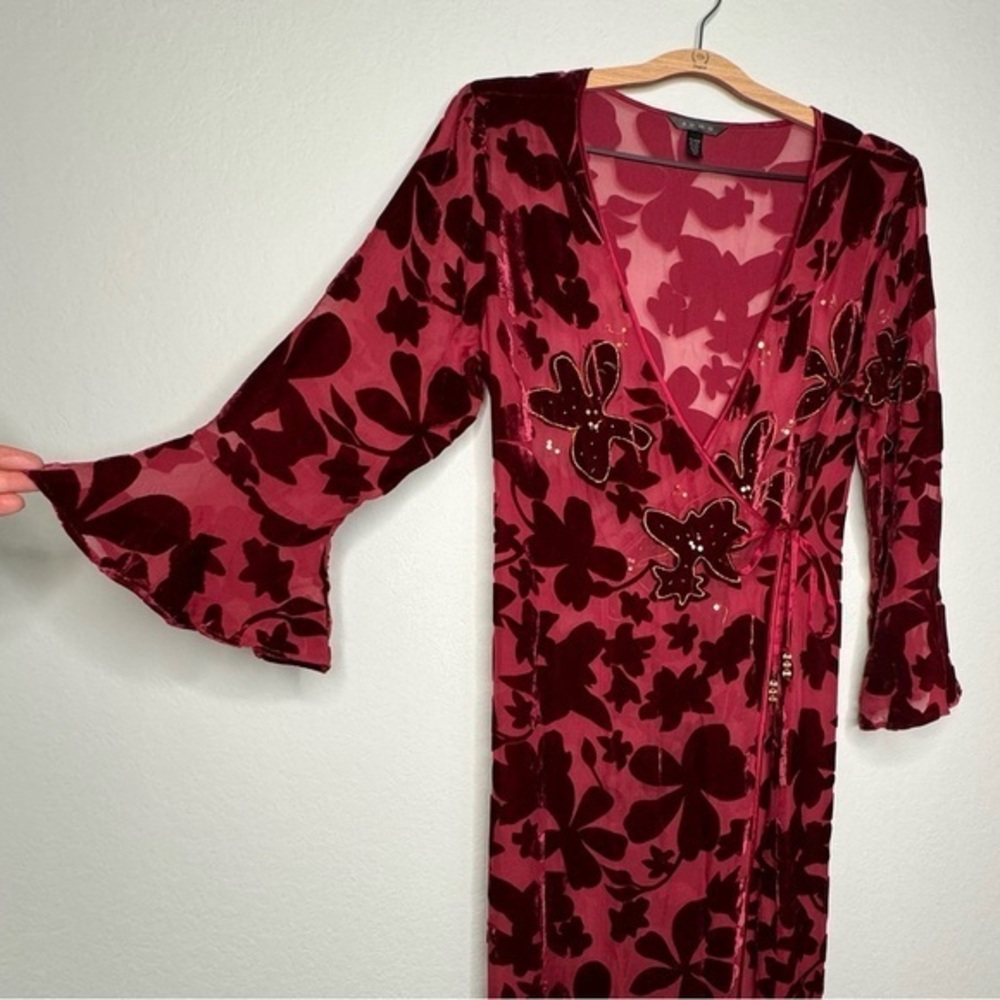 Soma Women's Silk Blend Red Wine Velvet Robe- Sz 0/1‎ (Small) - Picture 4 of 12